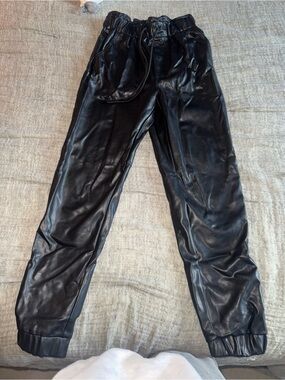 Abercrombie & Fitch Black Faux Leather Jogger Pants for Kids